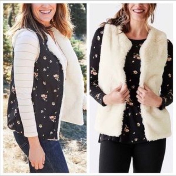 Matilda Jane Snow Way Reversible Faux Fur Vest M - Picture 9 of 9